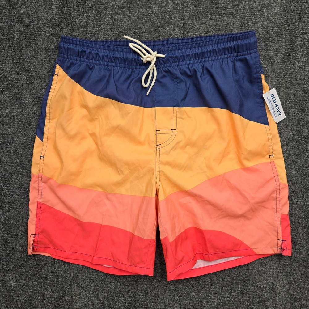 Old Navy Mens Swim Trunks Small Multicolor Sunset Wave Board Shorts 792899-11-1